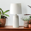 SIMPLE DESIGNS TEXTURED LINEAR POTTERY CERAMIC TABLE LAMP - OFF WHITE