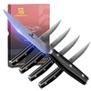 PIKLOHAS STEAK KNIVES SET OF 4, 4.5" NON SERRATED DINNER KNIFE - BLACK