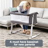 RONBEI BABY BASSINET BEDSIDE SLEEPER BABIES CRIB BED ADJUSTABLE PORTABLE - GRAY