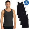 BLU ROCK MEN'S RIBBED CLASSIC TANK TOPS – 5 PACK - SIZE: LARGE - BLACK New