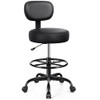 Drafting Chair with Backrest Adjustable Foot Rest Rolling Stool with Wheels