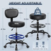 Drafting Chair with Backrest Adjustable Foot Rest Rolling Stool with Wheels