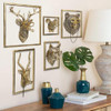 Newinhome Animal Heads Wall Decor 5pcs,Includes Metal Frame,Resin,Gold