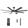 PARROT UNCLE 60" BLACK LED INDOOR CEILING FAN WITH REMOTE 8 BLADE - BLACK
