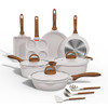 JEETEE Pots and Pans Set Nonstick White Granite Kitchen Cookware Set - White