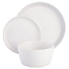 GIBSON SOHO LOUNGE SOFIA COUPE STONEWARE DINNERWARE SET WHITE W/SPECKLE-NEW New