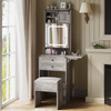 ARTETHYS FARMHOUSE SMALL VANITY DESK SET WITH MIRROR CABINET COMPACT - GRAY