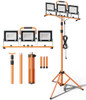 WELLUCK LED Work Lights with Stand - 3 Head Adjustable Work Light ORANGE/BLACK