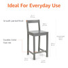 AMAZON BASICS WOODEN BAR STOOL WITH BACKREST 24" CH01-0601-036-SG - GRAY New