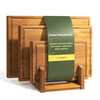 MAXBORO BAMBOO CUTTING BOARD SET WITH STAND, DOUBLE-SIDED, 3PCS - BROWN