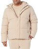 AMAZON ESSENTIALS MENS MID-LENGTH HOODED PUFFER COAT - SIZE M - TAN