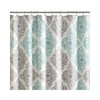 MADISON PARK SHOWER CURTAIN, CASUAL DIAMONDS  MODERN - AQUA
