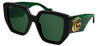 GUCCI GEOMETRIC SUNGLASSES GG0956S 001 BLACK/GREEN 54MM 956 - BLACK/GREEN