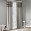 MADISON PARK CURTAINS ROD POCKET, DUNE PIECED BACK, 42 X 84", GREY WITH STRIPES