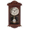 CLOCKSWISE VINTAGE GRANDFATHER-STYLE WALL CLOCK 16 INCH QI004145 - BROWN