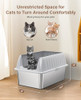 JECOO STAINLESS STEEL CAT LITTER BOX XL WITH LID LY SELECT - LIGHT GRAY