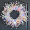TOWPONICS 24" NORFOLK PINE WREATH LIGHTS PRE-LIT OPERATED 50 LED LIGHTS WHITE