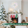 TOWPONICS 24" NORFOLK PINE WREATH LIGHTS PRE-LIT OPERATED 50 LED LIGHTS WHITE