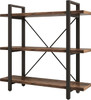 3 TIER BOOKSHELF MODERN RUSTIC OPEN BOOKSHELF OFFICE WOOD - DISTRESSED BROWN