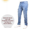 BLU ICE MEN'S STRETCH CARGO POCKET JEANS - SIZE: MEN 34X32 - MEDIUM-BLUE