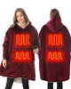 VENUSTAS HEATED BLANKET HOODIE WITH BATTERY UNISEX OVERSIZED SHERPA - RED