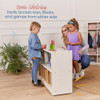 ECR4KIDS 2-SHELF MOBILE ISLAND STORAGE CABINET CLASSROOM FURNITURE WHITE WASH