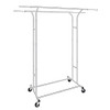 FISHAT SILVER HEAVY DUTY DOUBLE ROD GARMENT RACK HANGING CLOTHES, CHROME