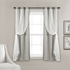 LUSH DECOR SHEER GROMMET CURTAINS INSULATED BLACKOUT LINING WINDOW CURTAIN- GRAY New