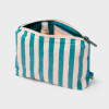 OPEN STORY WATER RESISTANT POUCH TOILETRY KITS AND BAGS LIGHT, TEAL/WHITE STRIPE New