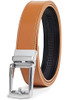 LEATHER RATCHET BELT MEN ADJUSTABLE DRESS & CASUAL - TAN/SILVER BUCKLE - SIZE 52