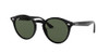 RAY-BAN ROUND PLASTIC SUNGLASSES BLACK/DARKGREEN