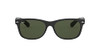 RB2132 RAY-BAN NEW WAYFARER SQUARE 52-18 RUBBER BLACK ON BLACK/GREEN LENSES