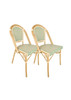 French Bistro Patio/Indoor Dining Chair, 2 Pack, Hand Woven Wicker (2, 10022)