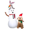 GEMMY 6FT LED SNOWMAN WITH BUNNY AND DOG CHRISTMAS INFLATABLE 880750 - WHITE