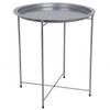HOME BASICS FOLDABLE ROUND MULTI-PURPOSE SIDE ACCENT METAL TABLE - SILVER New
