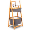 SereneLife 2-Tier Fold Out Hamper Shelf Storage - Space Saving Collapsible