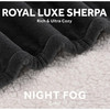 SUNBEAM ROYAL LUXE SHERPA HEATED BLANKET 12 HEAT 12 HOUR  KING - NIGHT FOG