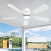 DAMINY 52" 5 Blades Ceiling Fans with Lights Flush Mount 6CCT FJ1026-5 - White