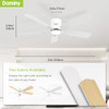 DAMINY 52" 5 Blades Ceiling Fans with Lights Flush Mount 6CCT FJ1026-5 - White