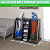 GOLFBAG ORGANIZER AND STORAGE RACK HOLD 2 GOLF BAGS BLACK