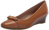 W30221 Cole Haan Women Malta Wedge Pecan Leather Natural Stack Size 8.5