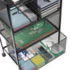 MIND READER CART WITH DRAWERS, MULTIPURPOSE OFFICE ORGANIZER, METAL, 4DRMESH-BLK New