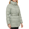 COLE HAAN WOMEN'S BELTED PILLOW-COLLAR PUFFER COAT - SIZE: WOMEN L - SAGE