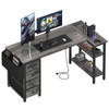 LUFEIYA L SHAPED GAMING DESK WITH DRAWERS STORAGE SHELVES 55 INCH CORNER - GRAY