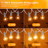 BRIGHTOWN OUTDOOR STRING 200FT 100+2 G40 BULBS SHATTERPROOF PATIO LIGHTS - WHITE