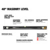 TOUGHBUILT 48'' MASONRY SPIRIT LEVEL ALUMINUM BOX SHOCK-ABSORBING TB-H2-L-48S