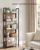 VASAGLE 5-Tier Bookshelf, Book Shelf, Industrial Bookcase, Steel, Brown/Black