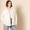 AMAZON ESSENTIALS OVERSIZED TEDDY SHERPA SHIRT JACKET WOMEN SMALL CREAM New