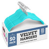 ZOBER PREMIUM VELVET SHIRT HANGERS 50 PACK CLOTHES NON SLIP - TURQUOISE