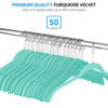 ZOBER PREMIUM VELVET SHIRT HANGERS 50 PACK CLOTHES NON SLIP - TURQUOISE
